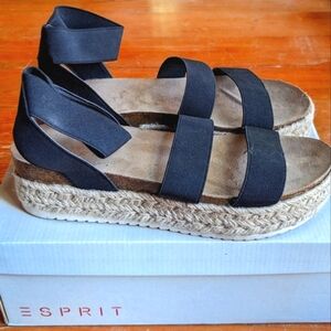 Esprit Gigi Platform Espadrille Sandals- Black Size 8.5